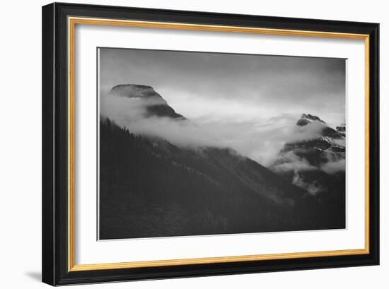 Mountain Partially Covered With Clouds "In Glacier National Park" Montana. 1933-1942-Ansel Adams-Framed Art Print