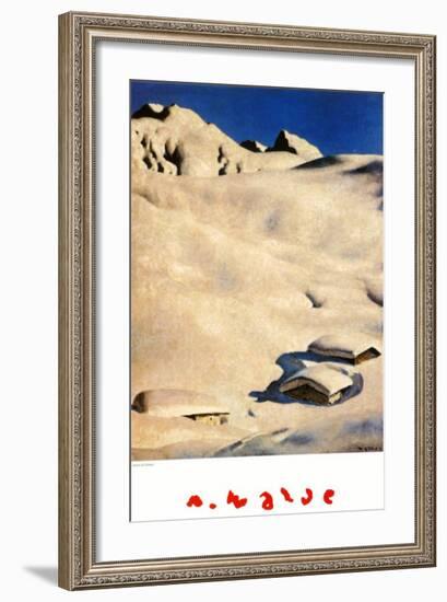 Mountain Pastures in Snow-Alfons Walde-Framed Art Print