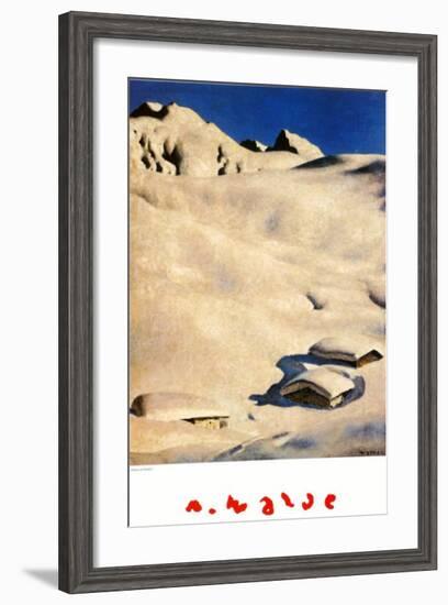 Mountain Pastures in Snow-Alfons Walde-Framed Art Print