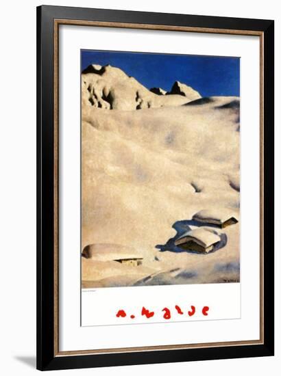 Mountain Pastures in Snow-Alfons Walde-Framed Art Print