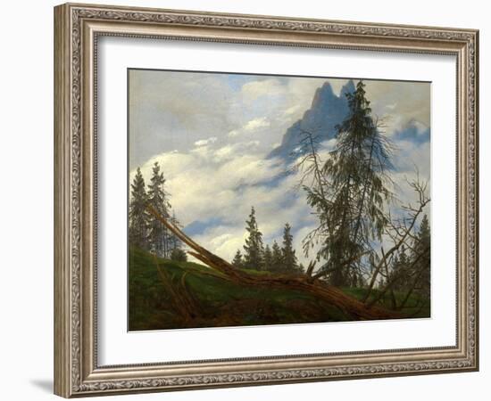 Mountain Peak with Drifting Clouds-Caspar David Friedrich-Framed Giclee Print