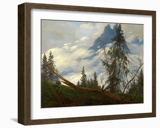 Mountain Peak with Drifting Clouds-Caspar David Friedrich-Framed Giclee Print