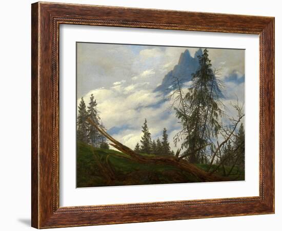 Mountain Peak with Drifting Clouds-Caspar David Friedrich-Framed Giclee Print