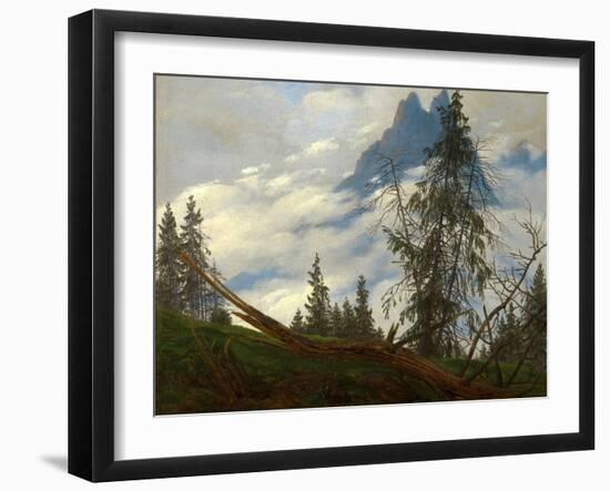 Mountain Peak with Drifting Clouds-Caspar David Friedrich-Framed Giclee Print