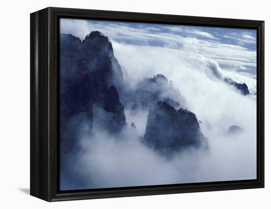 Mountain Peaks in Mist, Mt. Huangshan (Yellow Mountain), China-Keren Su-Framed Premier Image Canvas