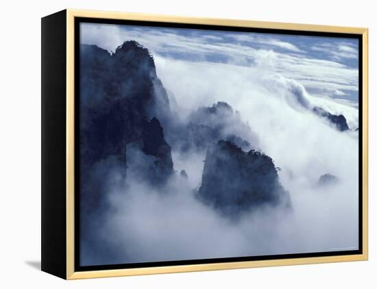 Mountain Peaks in Mist, Mt. Huangshan (Yellow Mountain), China-Keren Su-Framed Premier Image Canvas