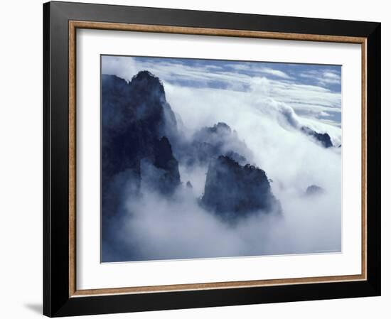 Mountain Peaks in Mist, Mt. Huangshan (Yellow Mountain), China-Keren Su-Framed Photographic Print