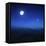 Mountain Range on a Misty Night with Moon, Starry Sky and Falling Meteorite-null-Framed Premier Image Canvas