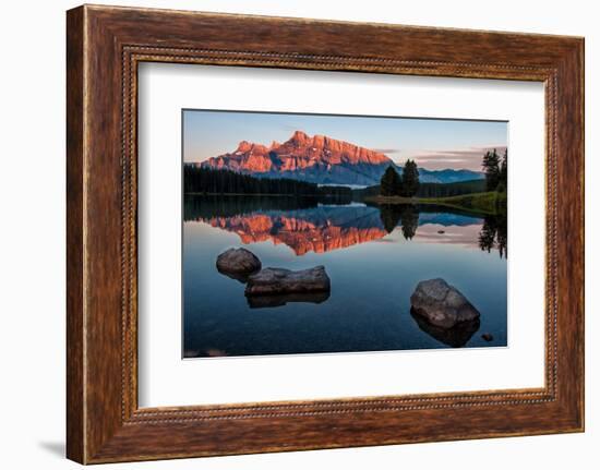 Mountain Reflection in Lake Minnewanka-JamesWheeler-Framed Photographic Print