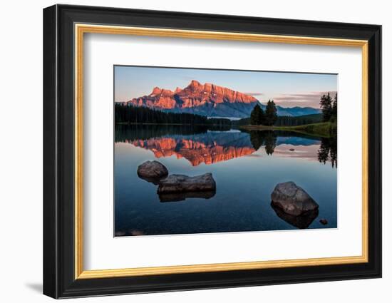 Mountain Reflection in Lake Minnewanka-JamesWheeler-Framed Photographic Print