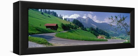 Mountain Road Jaunpass Switzerland-null-Framed Stretched Canvas