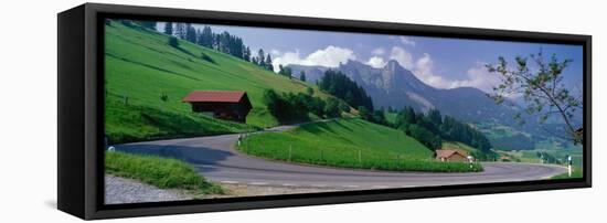 Mountain Road Jaunpass Switzerland-null-Framed Stretched Canvas