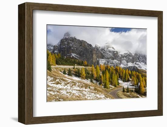 Mountain Road Leading Up to Grodner Joch, Passo Gardena from Groeden Valley, Val Badia in Dolomites-Martin Zwick-Framed Photographic Print