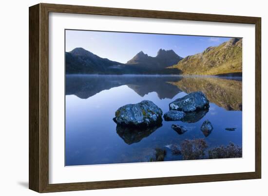 Mountain Scenery Dove Lake in Front of Massive-null-Framed Photographic Print