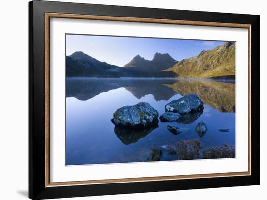 Mountain Scenery Dove Lake in Front of Massive-null-Framed Photographic Print