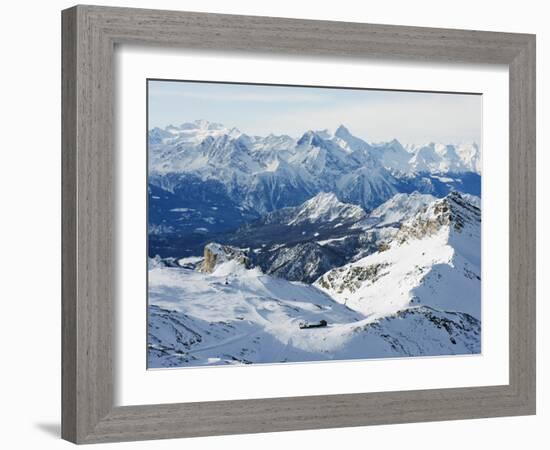 Mountain Scenery in Cervinia Ski Resort, Cervinia, Valle D'Aosta, Italian Alps, Italy, Europe-Christian Kober-Framed Photographic Print