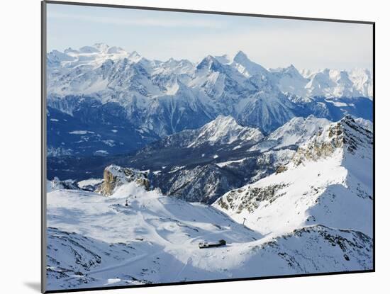 Mountain Scenery in Cervinia Ski Resort, Cervinia, Valle D'Aosta, Italian Alps, Italy, Europe-Christian Kober-Mounted Photographic Print