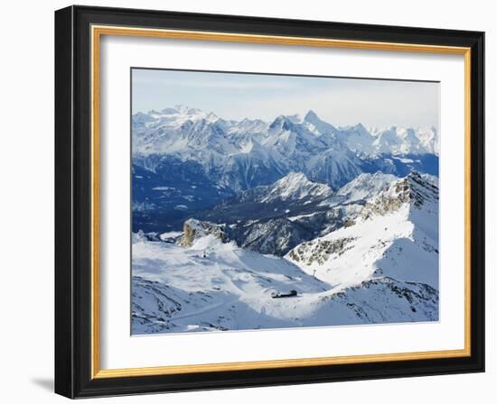 Mountain Scenery in Cervinia Ski Resort, Cervinia, Valle D'Aosta, Italian Alps, Italy, Europe-Christian Kober-Framed Photographic Print