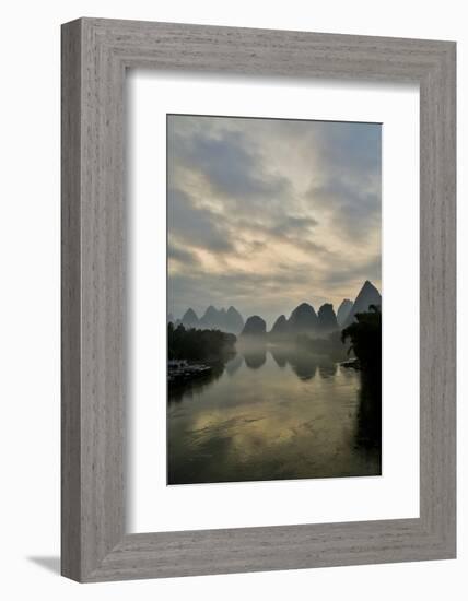 Mountain Scenic at Sunset Along the Li River Near Yangshuo, China-Darrell Gulin-Framed Photographic Print