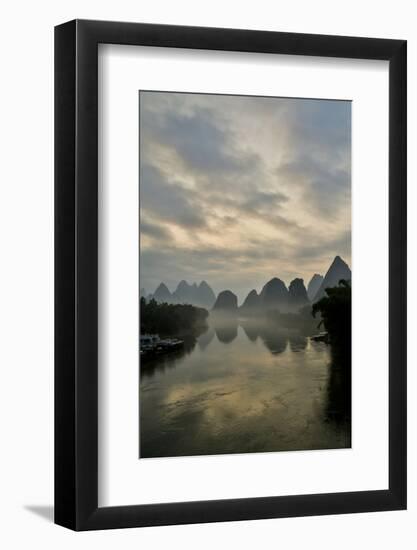 Mountain Scenic at Sunset Along the Li River Near Yangshuo, China-Darrell Gulin-Framed Photographic Print