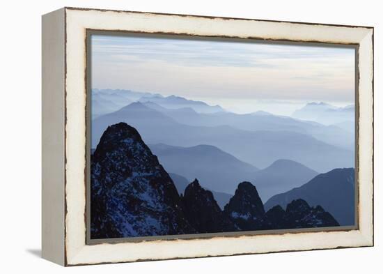 Mountain Silhouette, Aiguilles Rouges, Chamonix, Haute-Savoie, French Alps, France, Europe-Christian Kober-Framed Premier Image Canvas