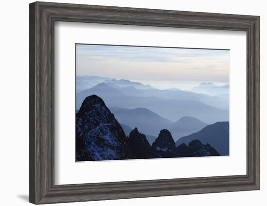 Mountain Silhouette, Aiguilles Rouges, Chamonix, Haute-Savoie, French Alps, France, Europe-Christian Kober-Framed Photographic Print