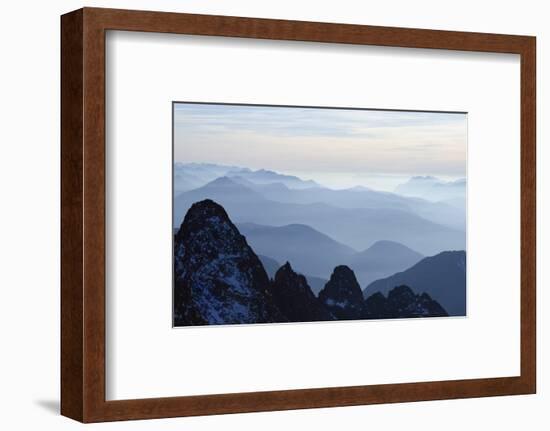 Mountain Silhouette, Aiguilles Rouges, Chamonix, Haute-Savoie, French Alps, France, Europe-Christian Kober-Framed Photographic Print