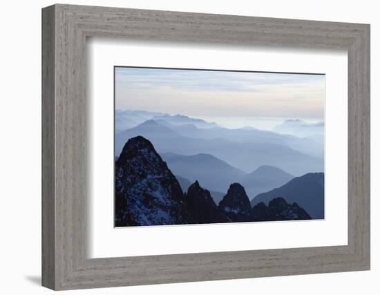 Mountain Silhouette, Aiguilles Rouges, Chamonix, Haute-Savoie, French Alps, France, Europe-Christian Kober-Framed Photographic Print