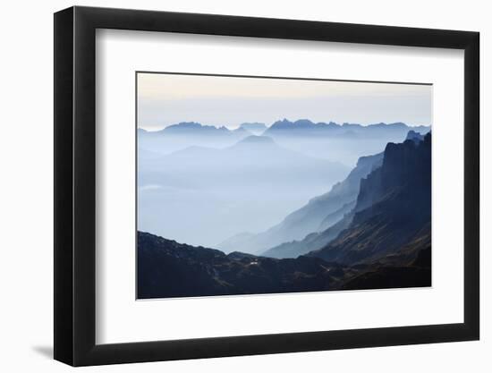 Mountain Silhouette, Chamonix, Haute-Savoie, French Alps, France, Europe-Christian Kober-Framed Photographic Print