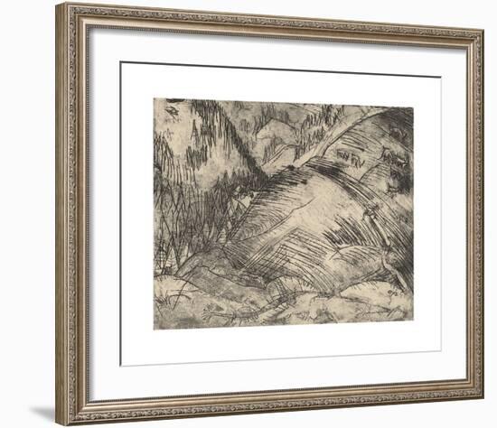 Mountain Slope with Goats-Ernst Ludwig Kirchner-Framed Premium Giclee Print