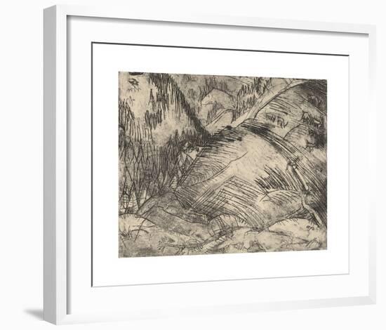 Mountain Slope with Goats-Ernst Ludwig Kirchner-Framed Premium Giclee Print