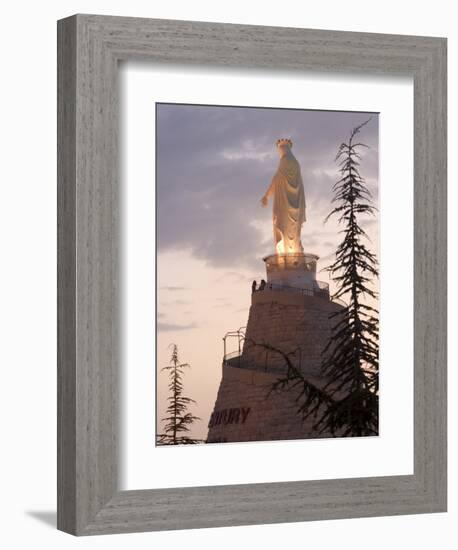 Mountain Top Basilica of Our Lady of Lebanon in the Evening, Jounieh, Near Beirut, Lebanon-Christian Kober-Framed Photographic Print