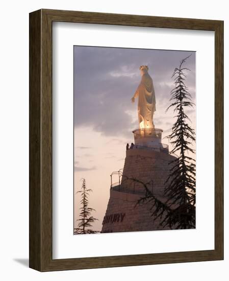 Mountain Top Basilica of Our Lady of Lebanon in the Evening, Jounieh, Near Beirut, Lebanon-Christian Kober-Framed Photographic Print