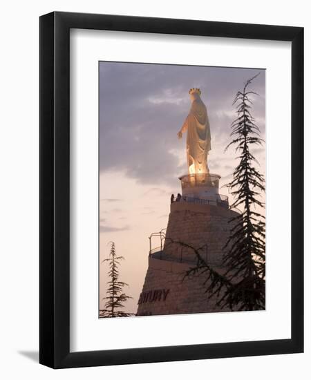 Mountain Top Basilica of Our Lady of Lebanon in the Evening, Jounieh, Near Beirut, Lebanon-Christian Kober-Framed Photographic Print