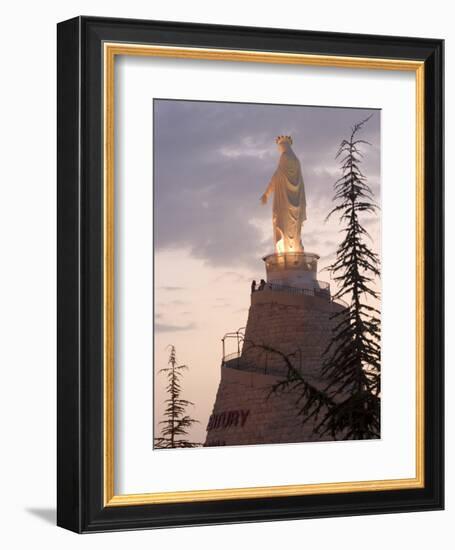 Mountain Top Basilica of Our Lady of Lebanon in the Evening, Jounieh, Near Beirut, Lebanon-Christian Kober-Framed Photographic Print