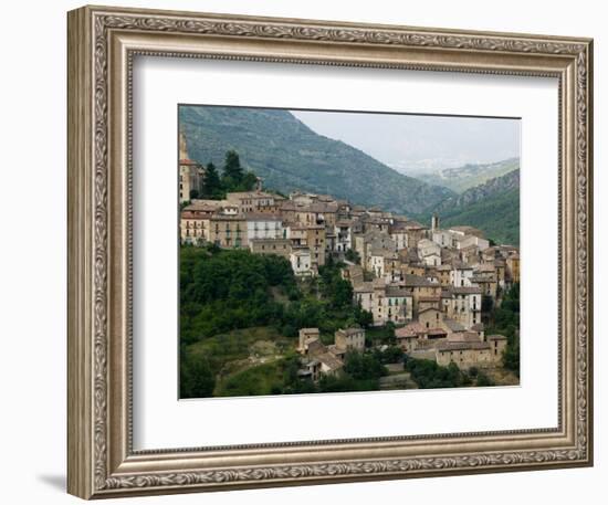 Mountain Town, Anversa di Abruzzi, Abruzzo, Italy-Walter Bibikow-Framed Photographic Print