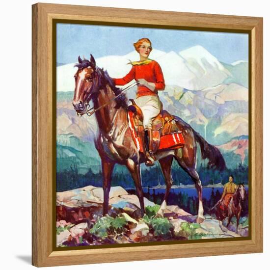 "Mountain Trail Ride,"April 1, 1936-Frank Schoonover-Framed Premier Image Canvas