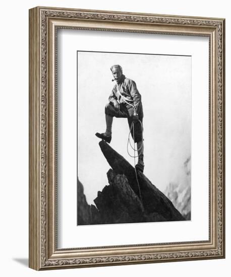 Mountaineer Takes A Break (b/w photo)-null-Framed Photographic Print