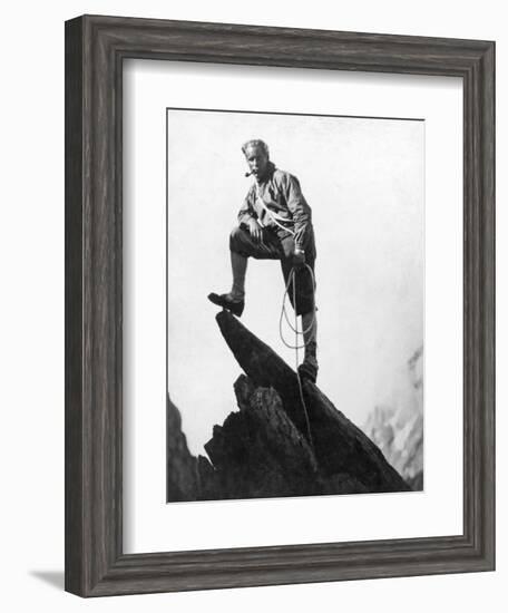 Mountaineer Takes A Break (b/w photo)-null-Framed Photographic Print