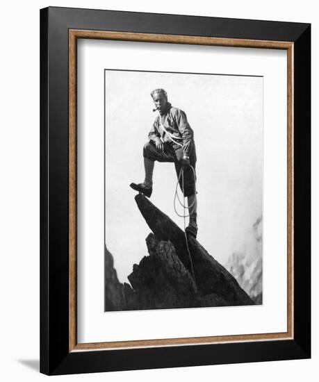 Mountaineer Takes A Break (b/w photo)-null-Framed Photographic Print