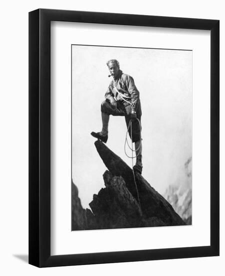 Mountaineer Takes A Break (b/w photo)-null-Framed Photographic Print