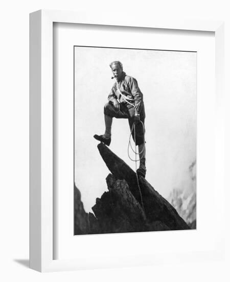 Mountaineer Takes A Break (b/w photo)-null-Framed Photographic Print