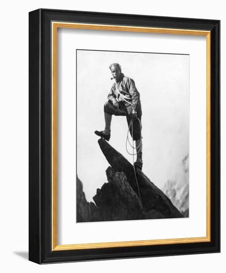 Mountaineer Takes A Break (b/w photo)-null-Framed Photographic Print