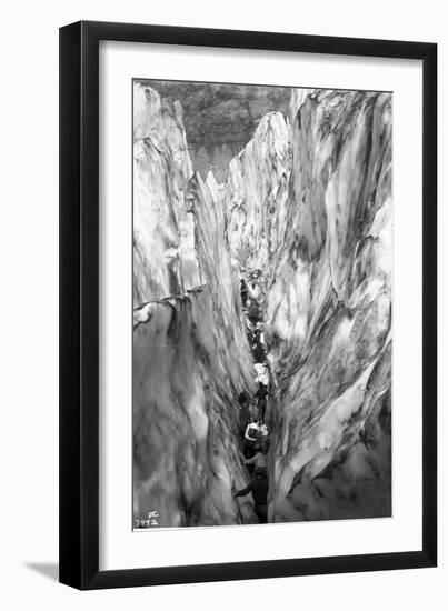 Mountaineering Party in Bottom of Crevasse, ca. 1905-Ashael Curtis-Framed Giclee Print