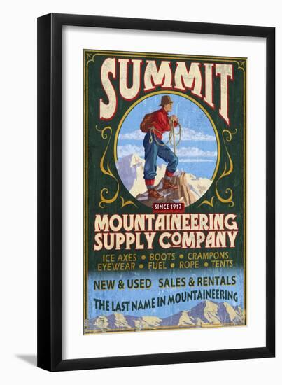 Mountaineering Supplies - Vintage Sign-Lantern Press-Framed Art Print