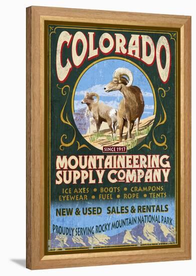 Mountaineering Supply - Rocky Mountain National Park-Lantern Press-Framed Stretched Canvas