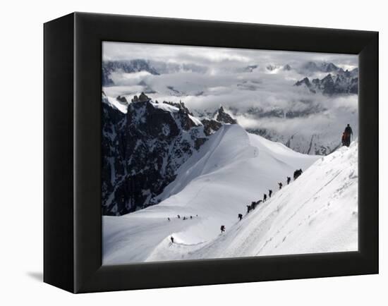 Mountaineers and Climbers, Mont Blanc Range, French Alps, France, Europe-Richardson Peter-Framed Premier Image Canvas