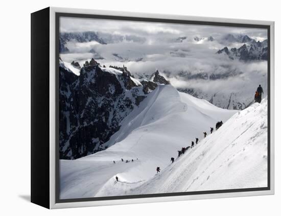 Mountaineers and Climbers, Mont Blanc Range, French Alps, France, Europe-Richardson Peter-Framed Premier Image Canvas