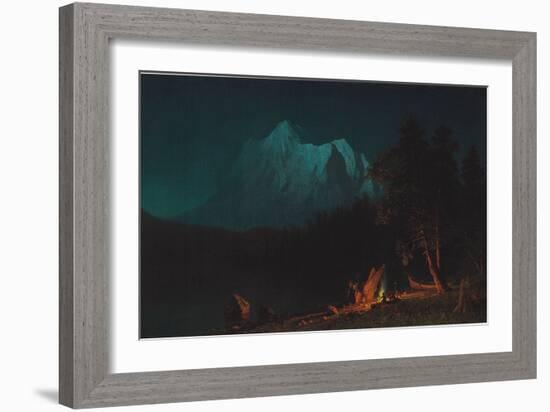 Mountainous Landscape by Moonlight-Albert Bierstadt-Framed Giclee Print