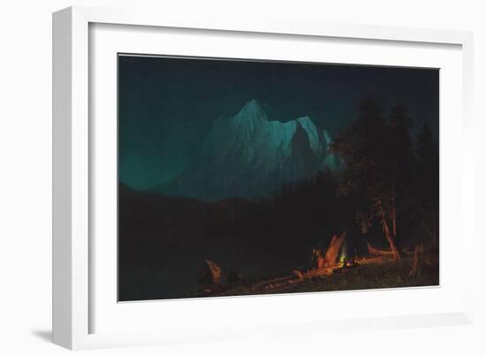 Mountainous Landscape by Moonlight-Albert Bierstadt-Framed Giclee Print
